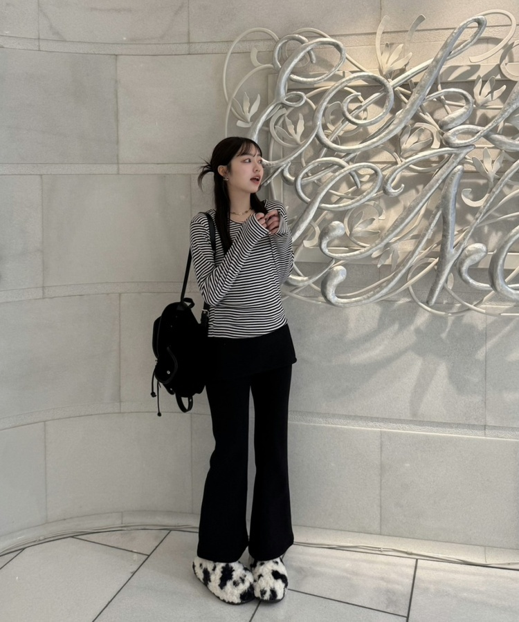 ストライプ長袖Tシャツ BLACK