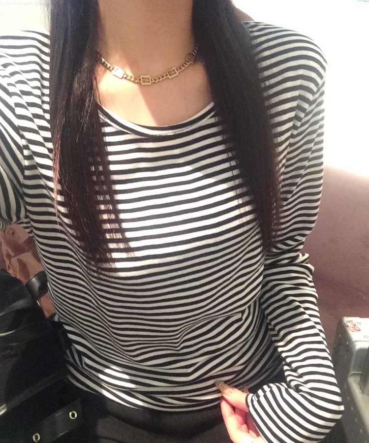 ストライプ長袖Tシャツ BLACK