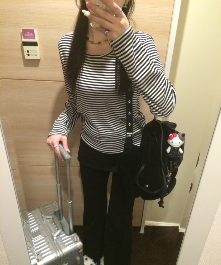 ストライプ長袖Tシャツ BLACK