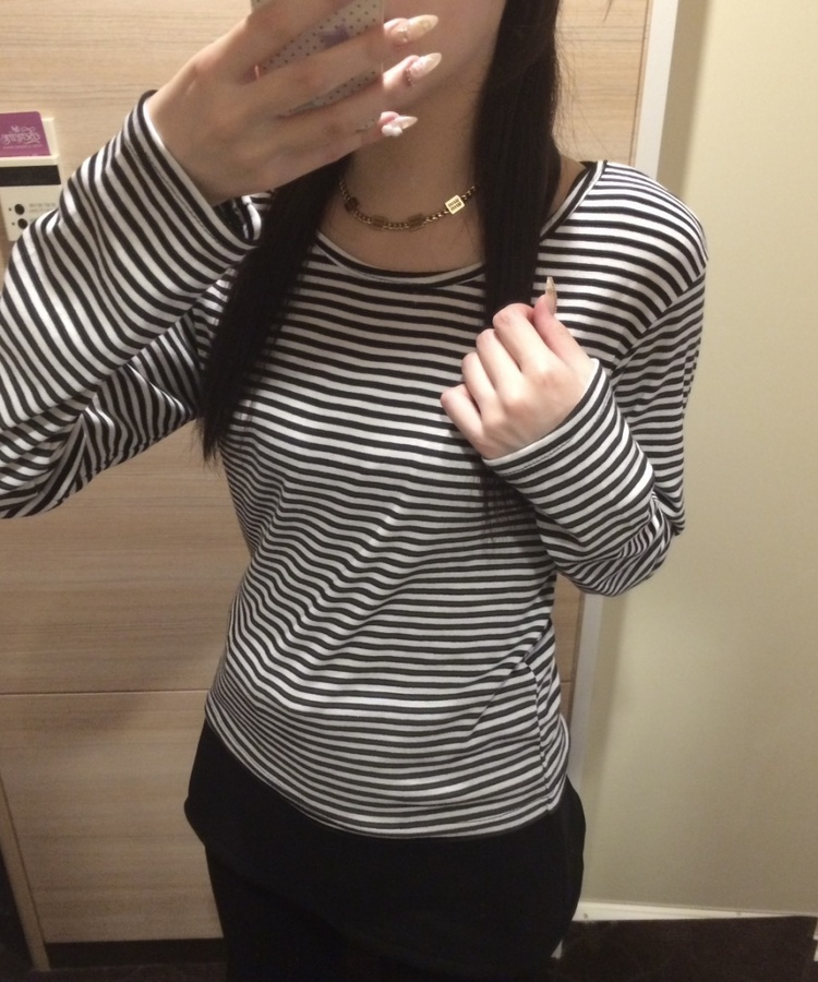 ストライプ長袖Tシャツ BLACK