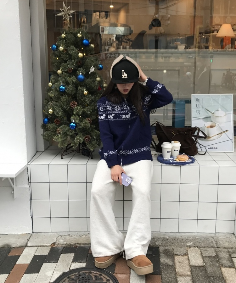 투웨이 퍼 후드 니트 집업