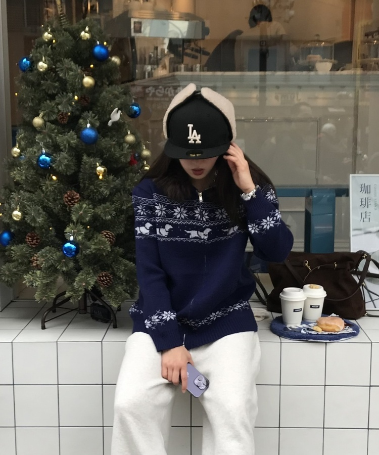 투웨이 퍼 후드 니트 집업