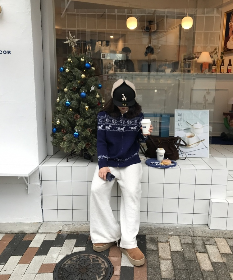 투웨이 퍼 후드 니트 집업