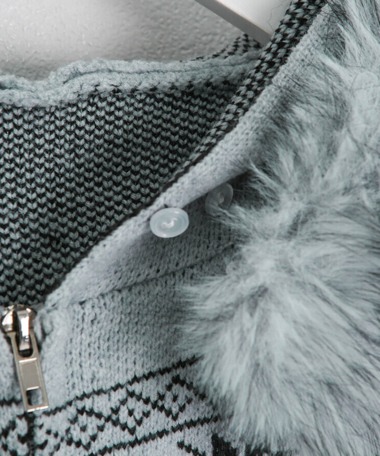 투웨이 퍼 후드 니트 집업