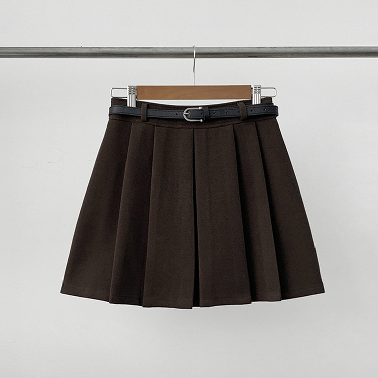 포른 벨트 플리츠 치마