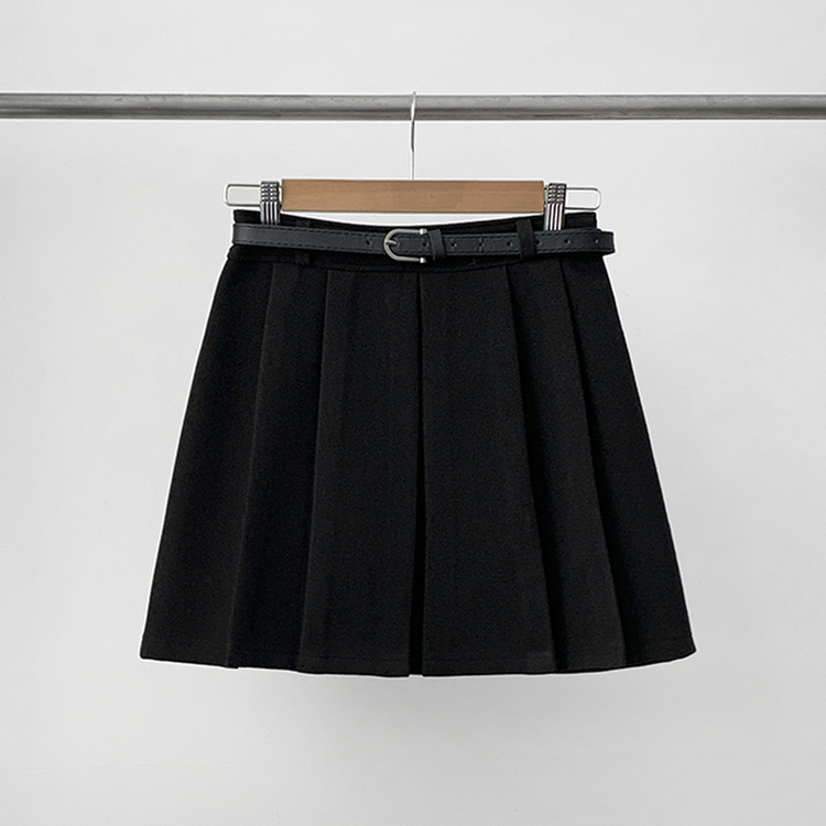 포른 벨트 플리츠 치마
