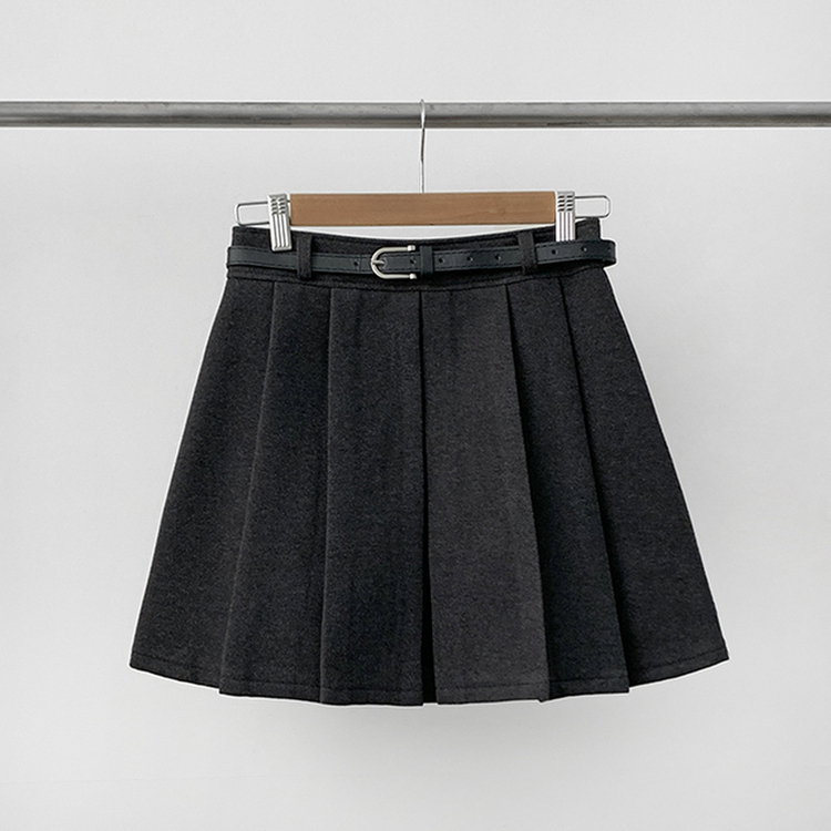 포른 벨트 플리츠 치마