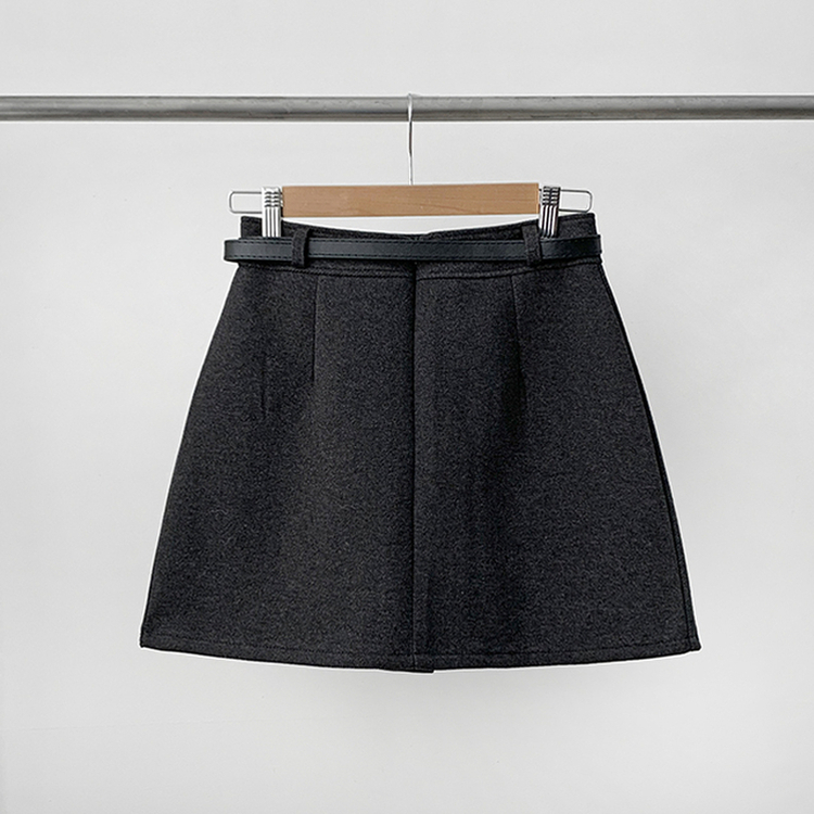 포른 벨트 플리츠 치마