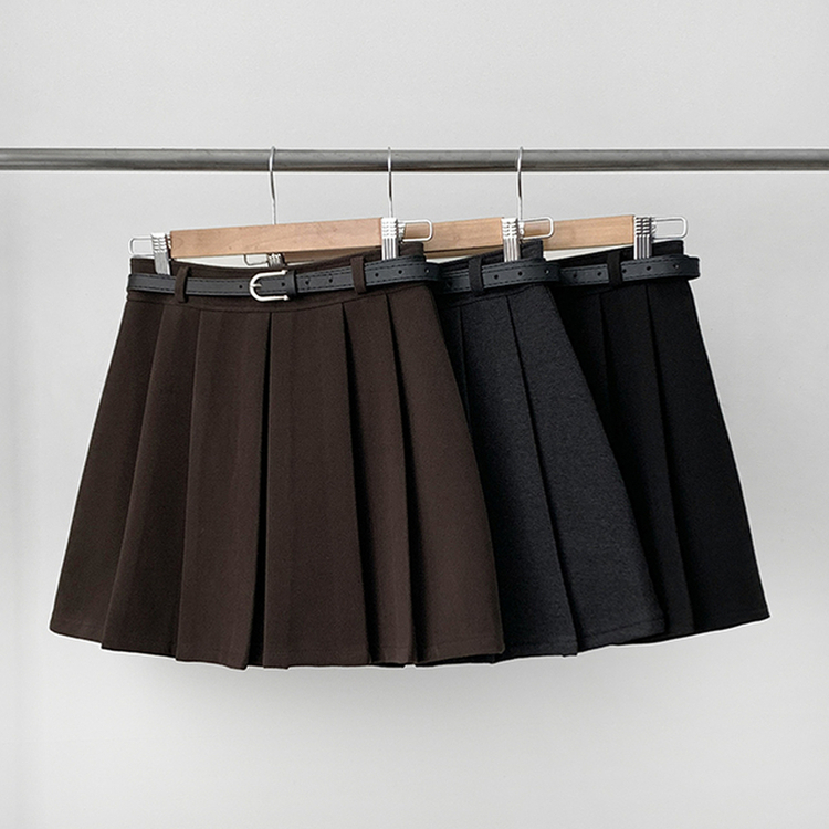 포른 벨트 플리츠 치마