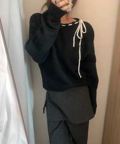 アイレットリボンニット BLACK