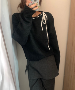 アイレットリボンニット BLACK