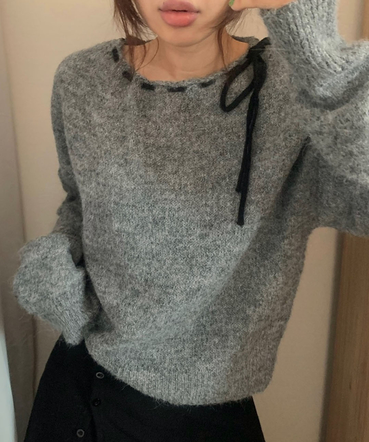 アイレットリボンニット CHARCOAL