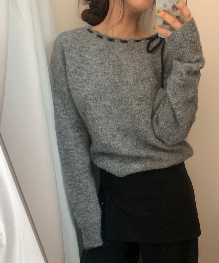 アイレットリボンニット CHARCOAL