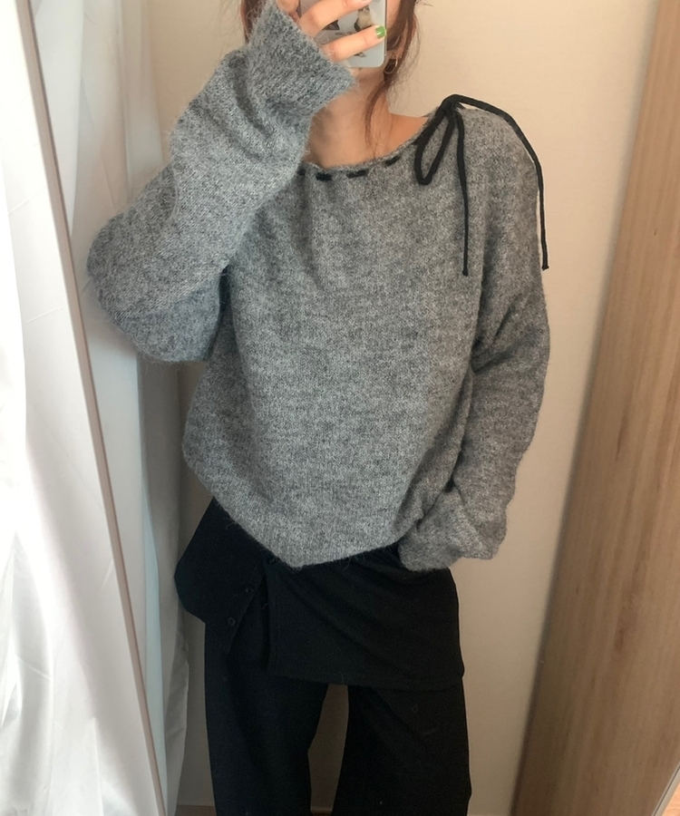 アイレットリボンニット CHARCOAL