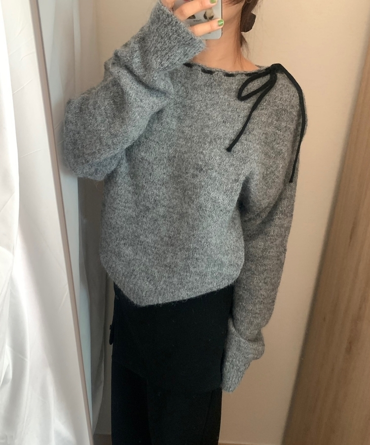 アイレットリボンニット CHARCOAL