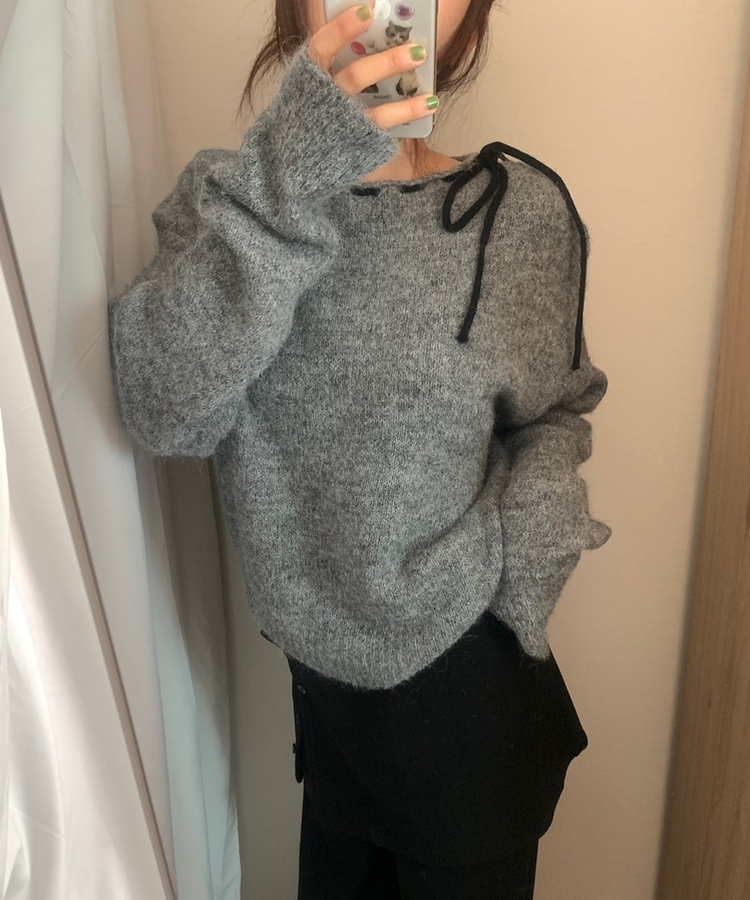 アイレットリボンニット CHARCOAL