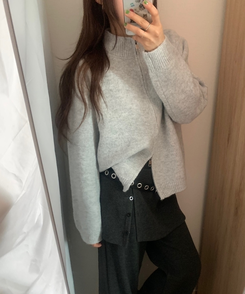 スター星9ナンバーニットジップアップ GREY