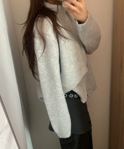 スター星9ナンバーニットジップアップ GREY