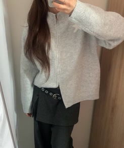 スター星9ナンバーニットジップアップ GREY