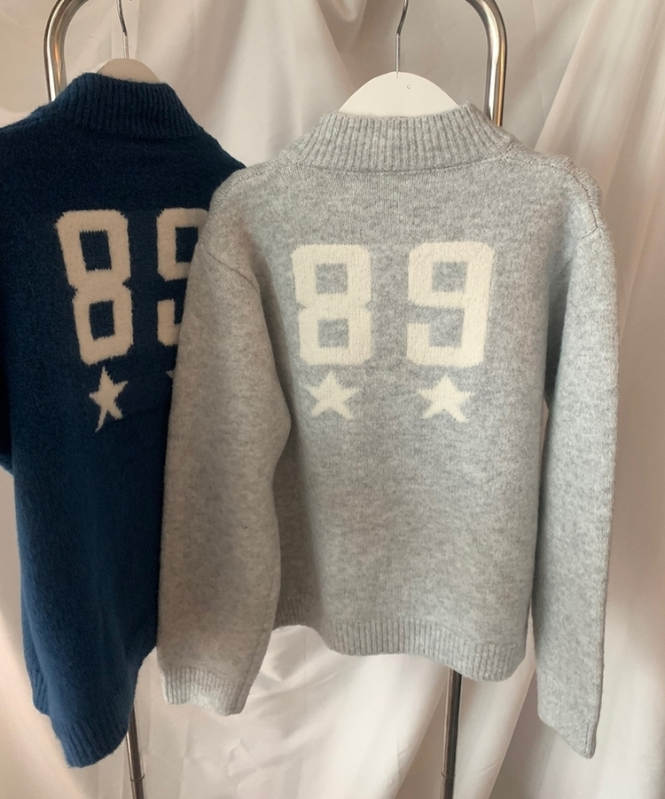 スター星9ナンバーニットジップアップ