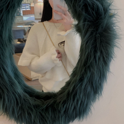 보온성 두배포근 보트넥 루즈핏 니트 케이프 숄 망토 세트 아이보리