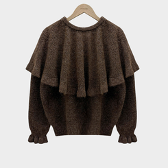 보온성 두배포근 보트넥 루즈핏 니트 케이프 숄 망토 세트