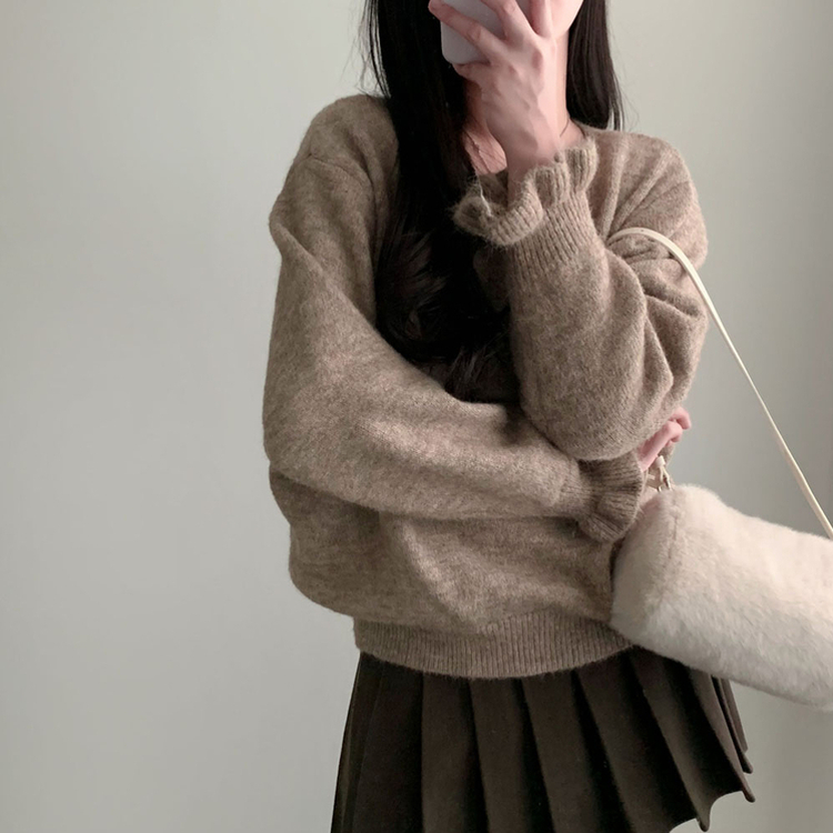 보온성 두배포근 보트넥 루즈핏 니트 케이프 숄 망토 세트 베이지