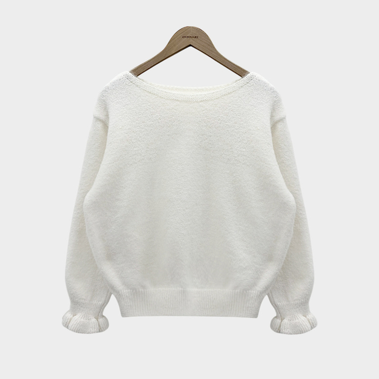 보온성 두배포근 보트넥 루즈핏 니트 케이프 숄 망토 세트