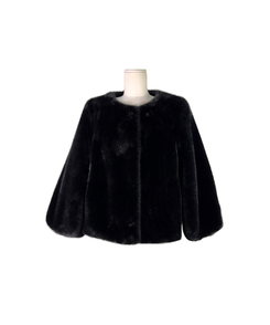 ノーカラースナップボタンミンクファージャケット