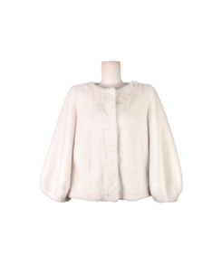 ノーカラースナップボタンミンクファージャケット