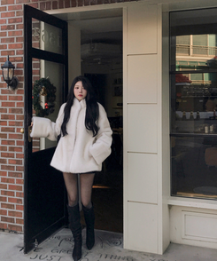 ハイネックキュービックバックルミンクファージャケット IVORY