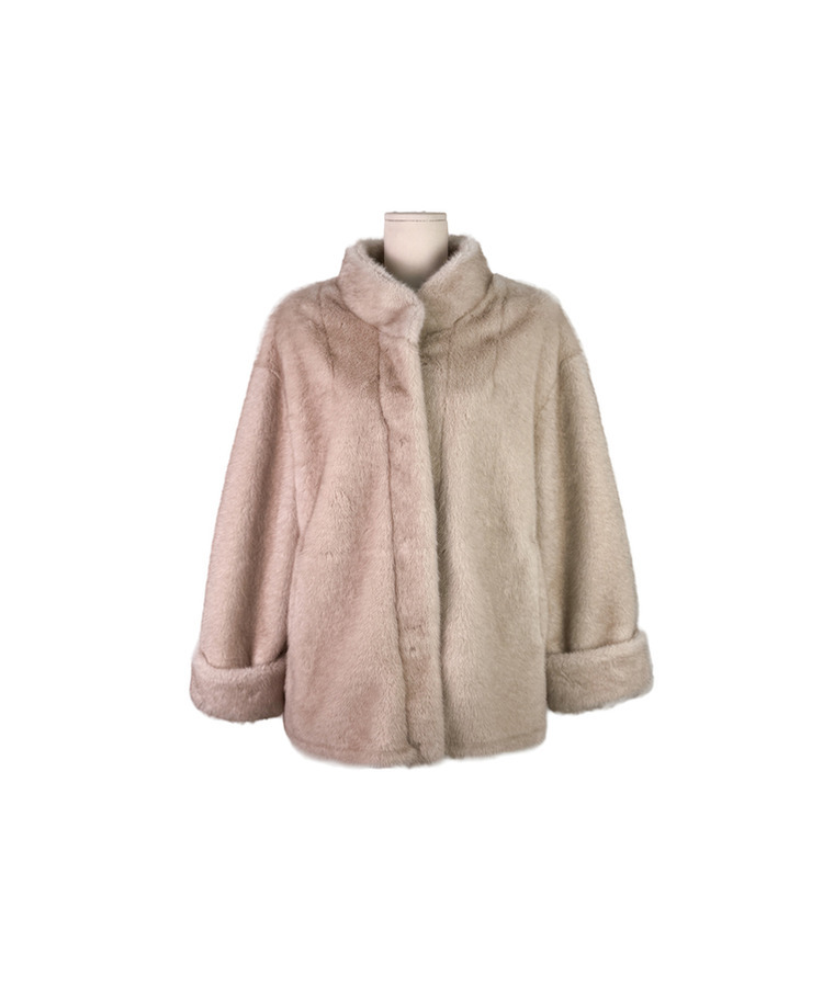 ハイネックキュービックバックルミンクファージャケット