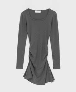 ドットシャーリングフレアワンピース