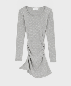 ドットシャーリングフレアワンピース