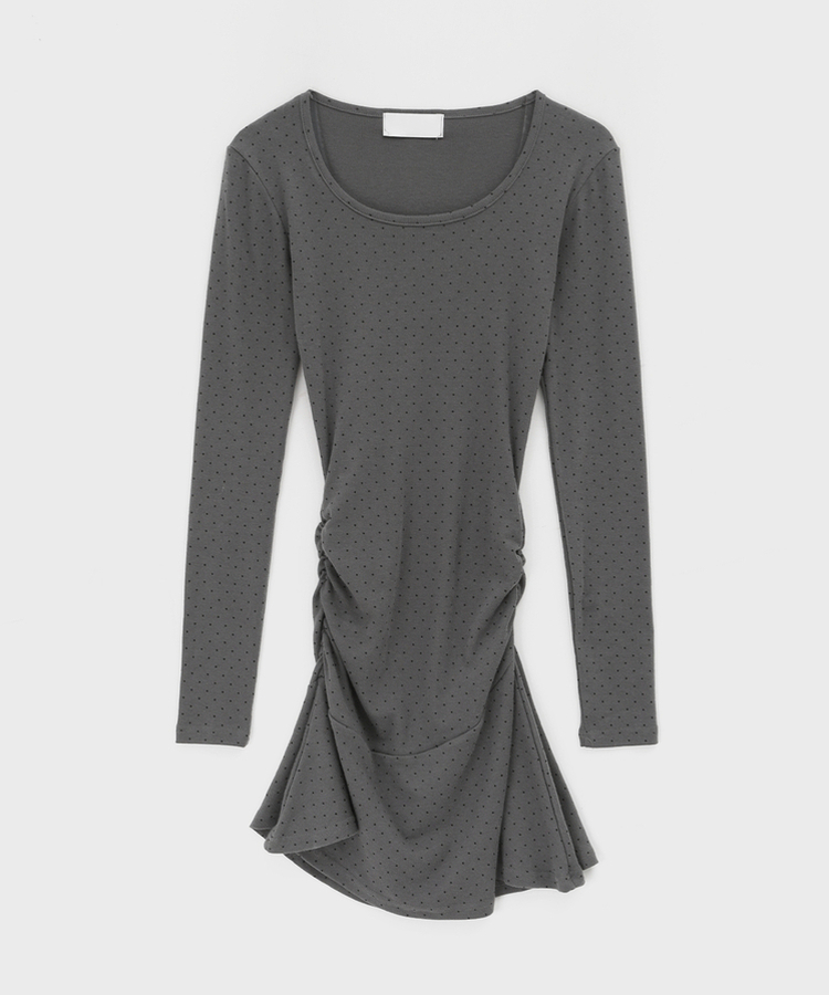 ドットシャーリングフレアワンピース