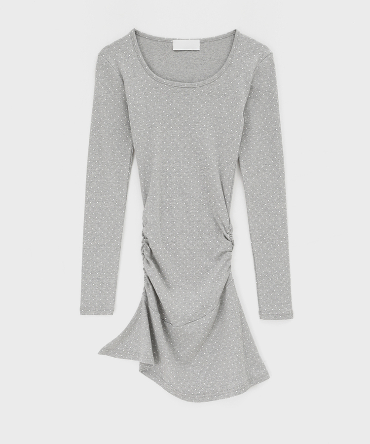 ドットシャーリングフレアワンピース