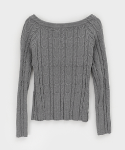 ケーブルヘンリーネックニット