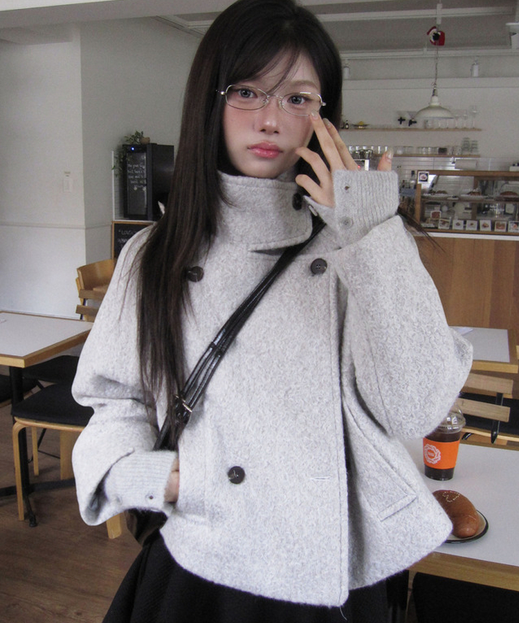 ダブルハイネックショートコート｜コート｜韓国ファッション通販 SONA