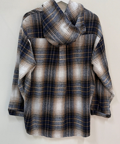 ビッグチェックポケットフードシャツ