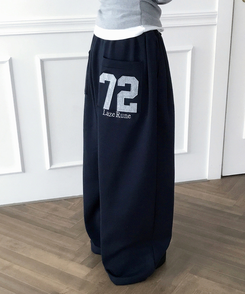 【起毛】72刺繍ピンタックワイドトレーニングパンツ(5color) NAVY