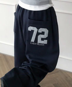 【起毛】72刺繍ピンタックワイドトレーニングパンツ(5color) NAVY