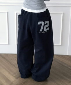 【起毛】72刺繍ピンタックワイドトレーニングパンツ(5color) NAVY