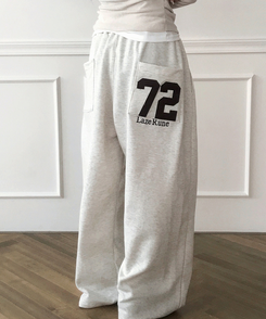 【起毛】72刺繍ピンタックワイドトレーニングパンツ(5color) OATMEAL