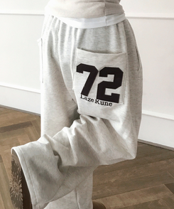 【起毛】72刺繍ピンタックワイドトレーニングパンツ(5color) OATMEAL