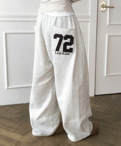 【起毛】72刺繍ピンタックワイドトレーニングパンツ(5color) OATMEAL