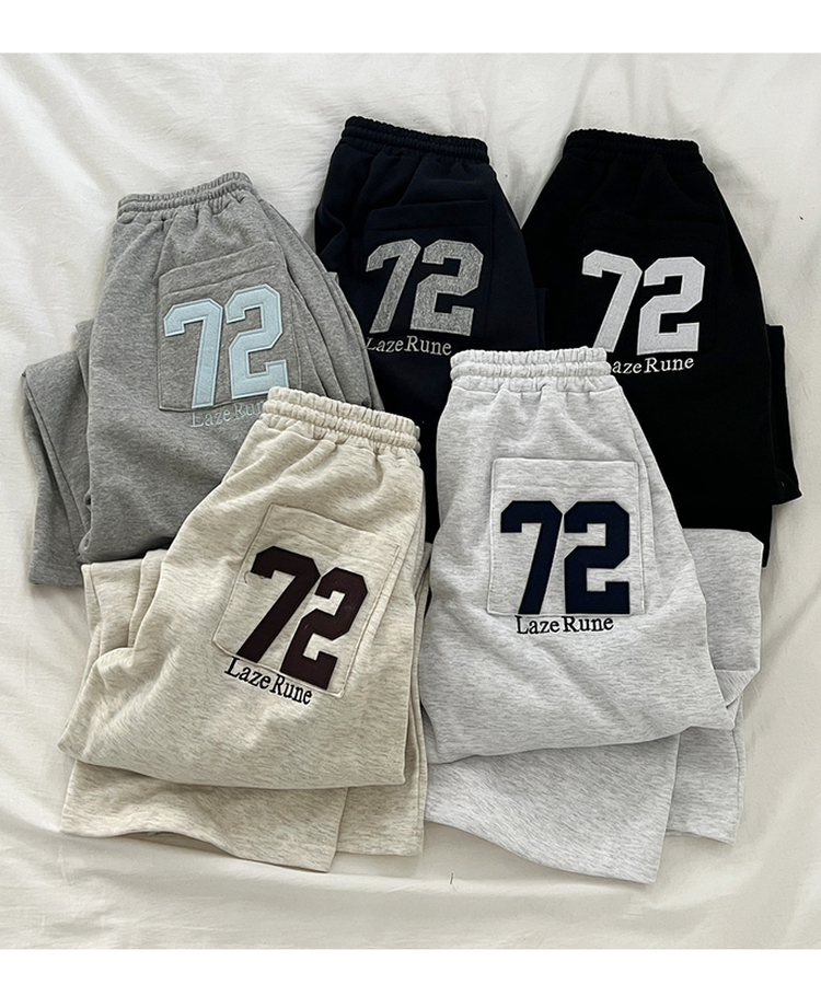 【起毛】72刺繍ピンタックワイドトレーニングパンツ(5color)