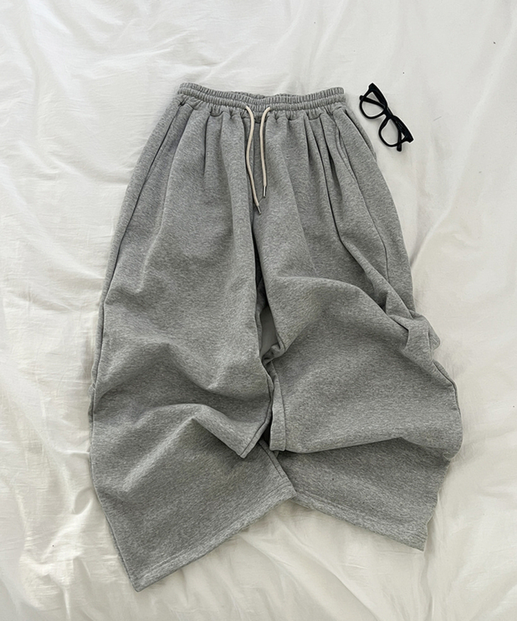 【起毛】72刺繍ピンタックワイドトレーニングパンツ(5color)