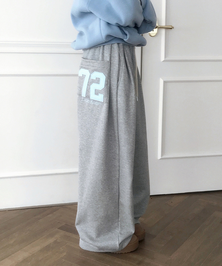 【起毛】72刺繍ピンタックワイドトレーニングパンツ(5color) MERANGE GRAY