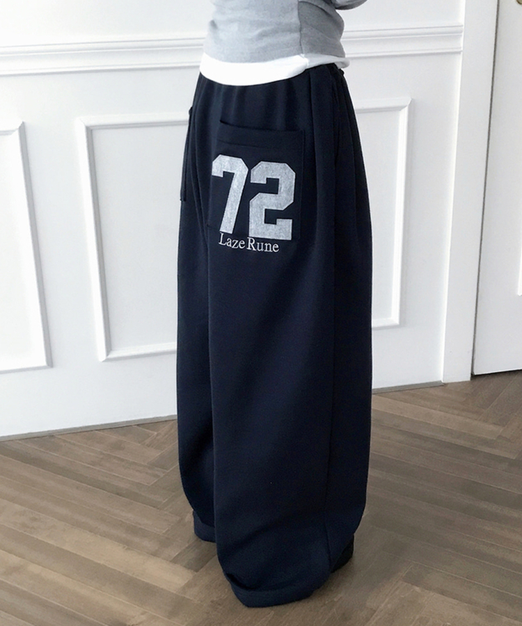 【起毛】72刺繍ピンタックワイドトレーニングパンツ(5color) NAVY