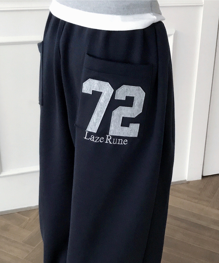 【起毛】72刺繍ピンタックワイドトレーニングパンツ(5color) NAVY